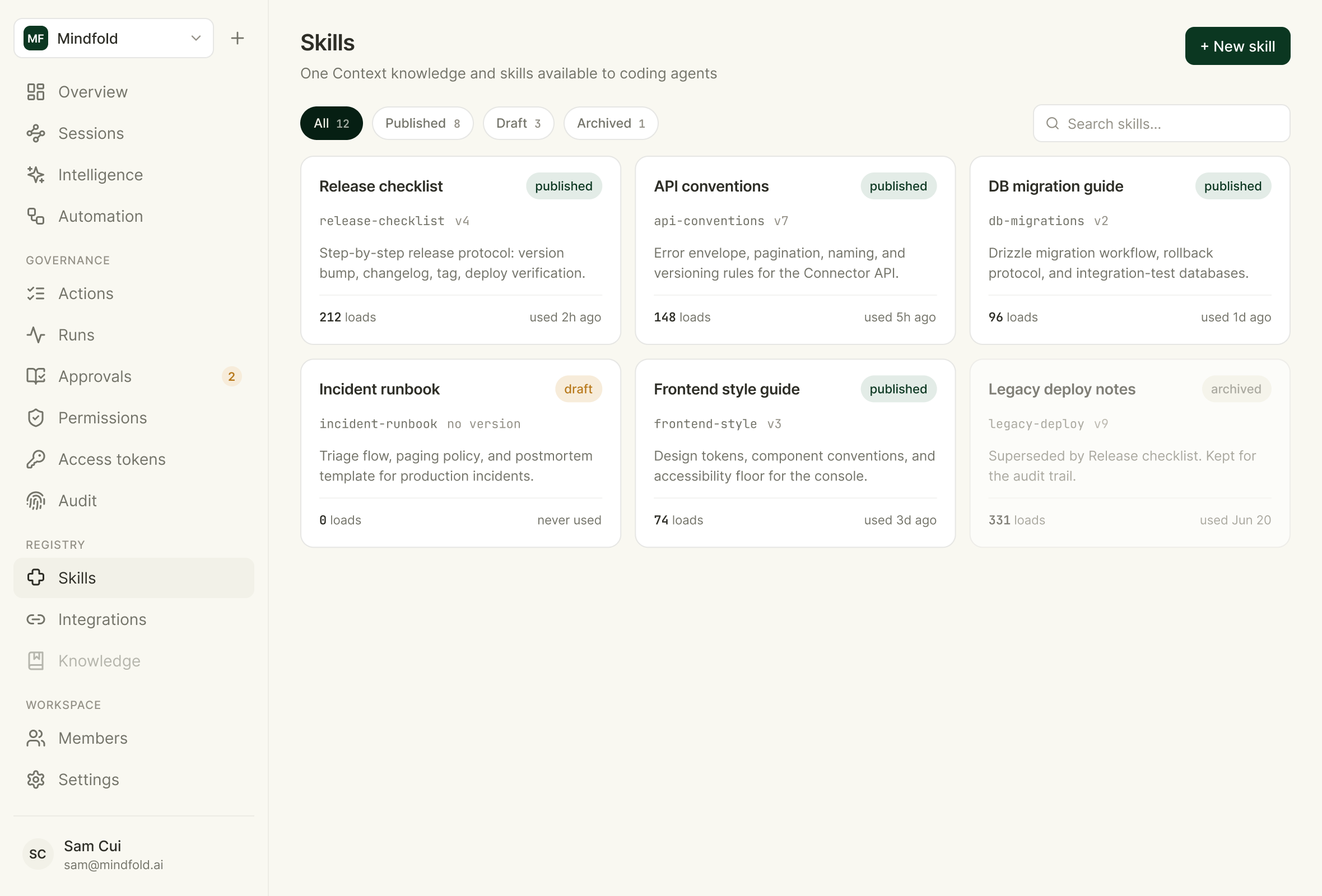 1Knowledge skills registry